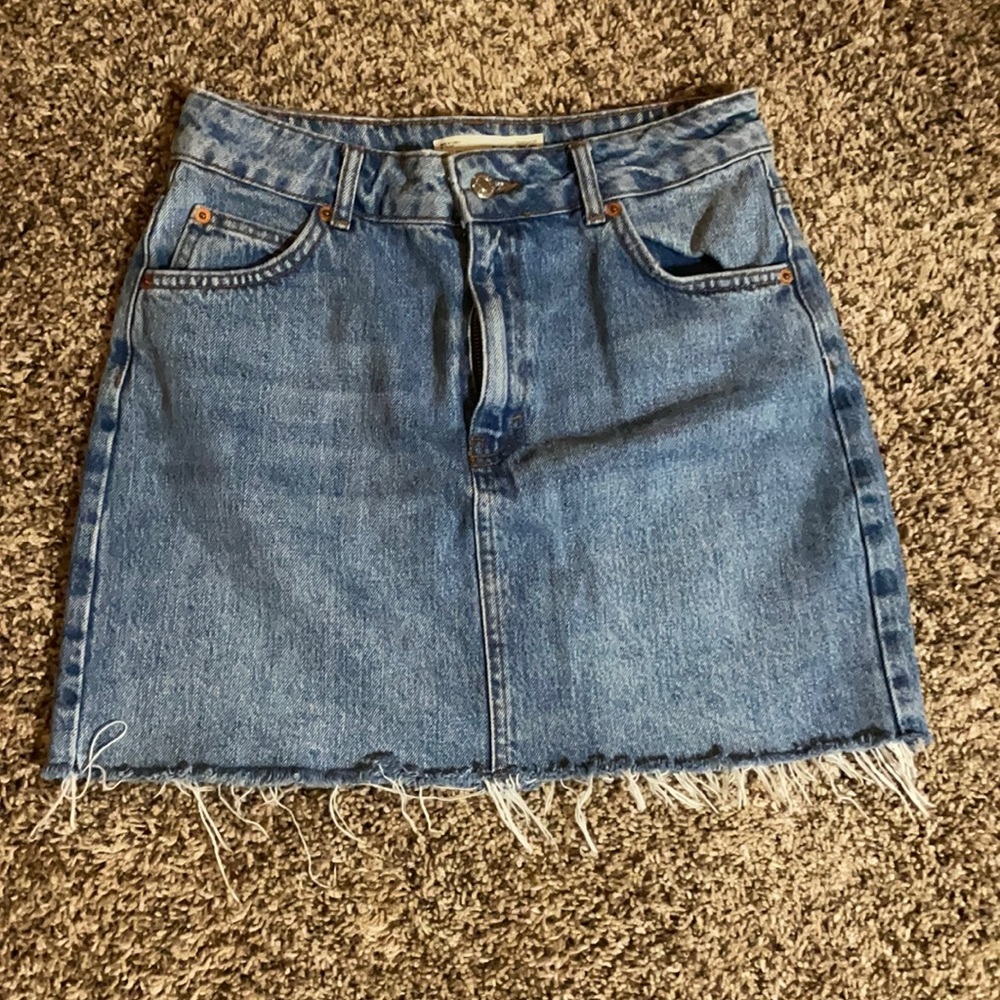 Topshop denim skirt frayed hem